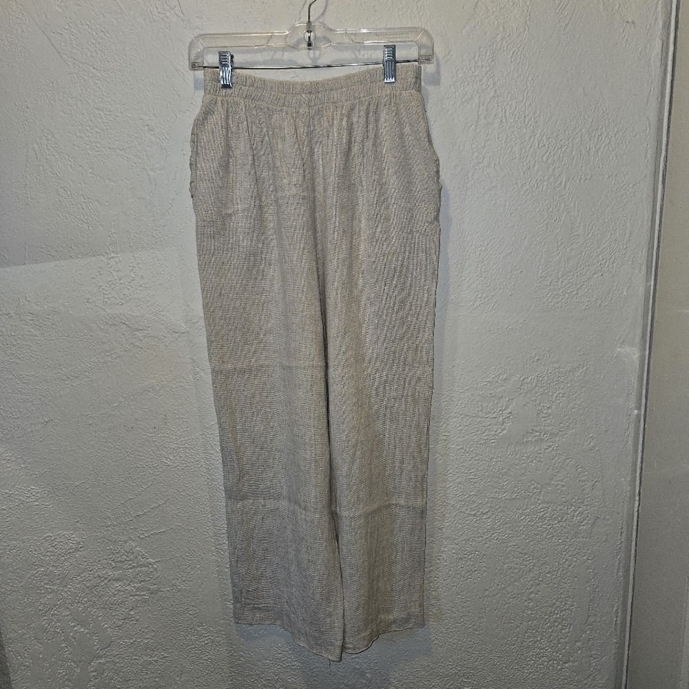 Donna Ricco Beige Wide-Leg Linen Pants Size 4